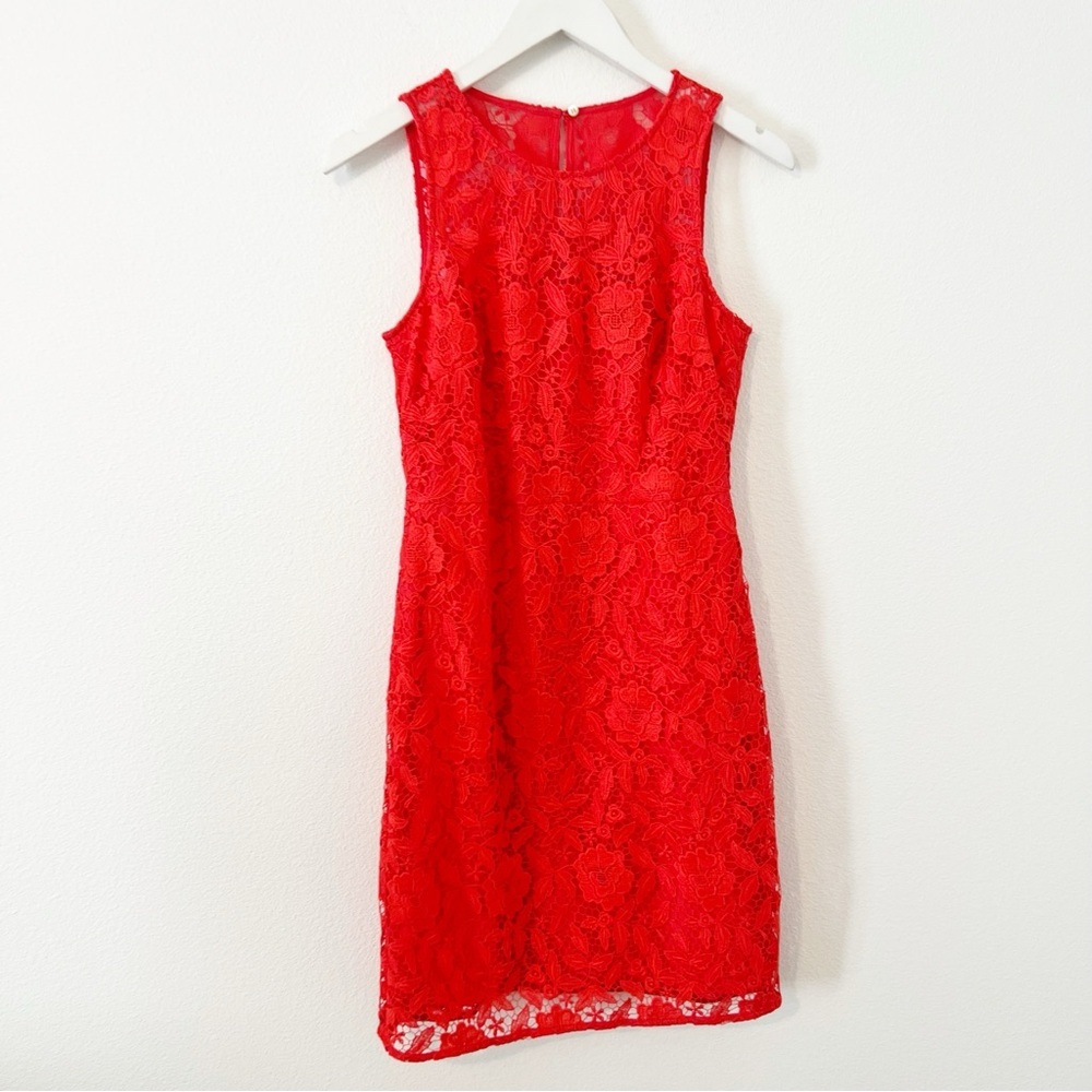 J Crew Collection Lace Sheath Poppy Dress‎ Orange Floral Lace Style A8182 Size 4